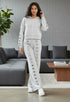 Light gray sweatshirt with silver studs in 2-piece loungewear set