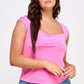 Venezia Square Neck Top in vibrant pink sleeveless flowing fabric