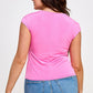 Vibrant pink Venezia Square Neck Top with round neckline and back ruching