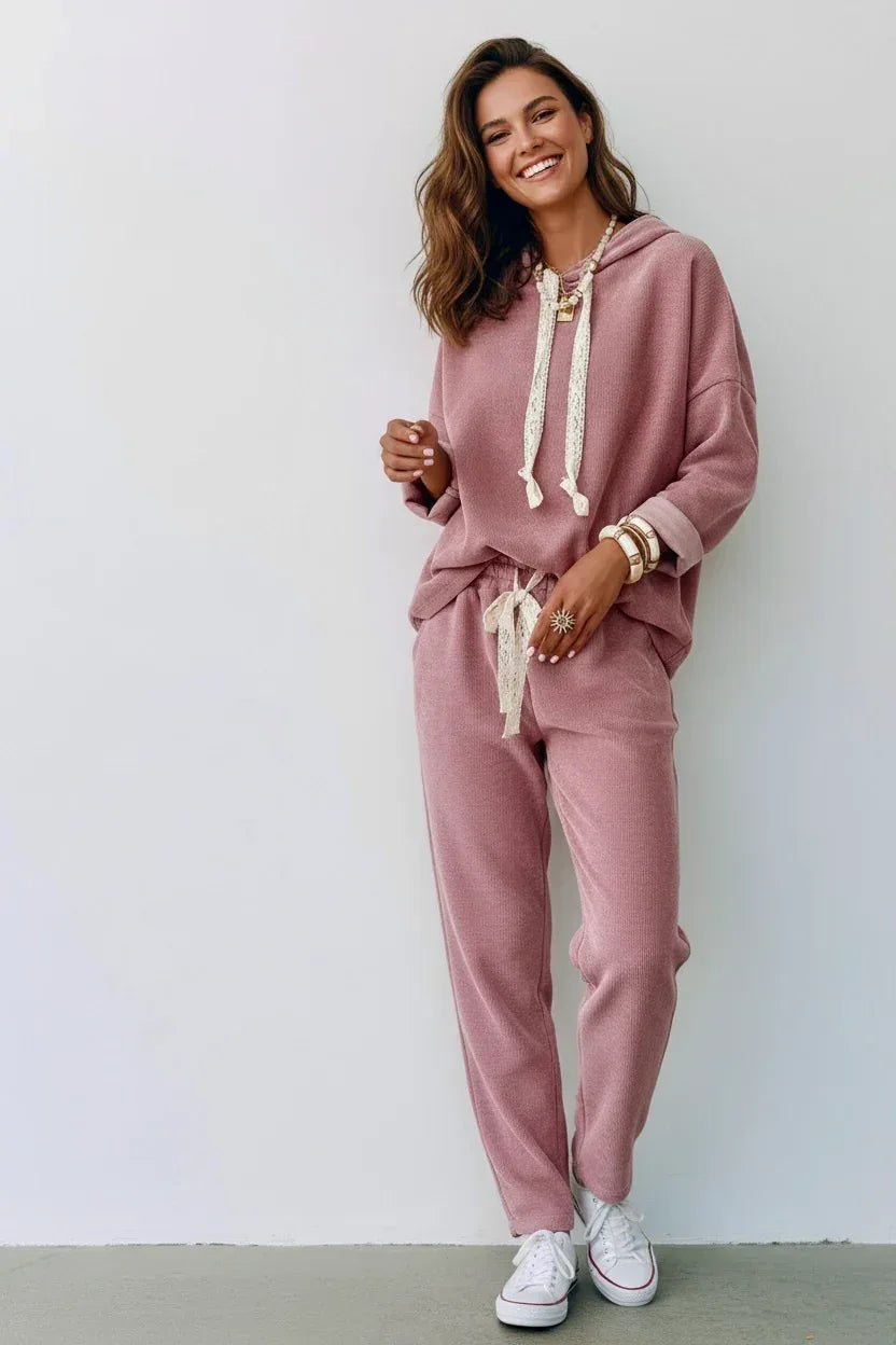 Drawstring Dropped Shoulder Hoodie - DAVERRI FASHIONS