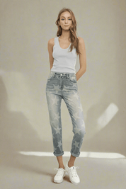 Insane Gene High Rise Star Print Cropped Girlfriend Jeans | Jeans Daverri Fashions