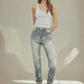 Insane Gene High Rise Star Print Cropped Girlfriend Jeans - DAVERRI FASHIONS