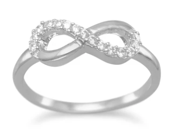 Rhodium Plated CZ Infinity Ring Rings