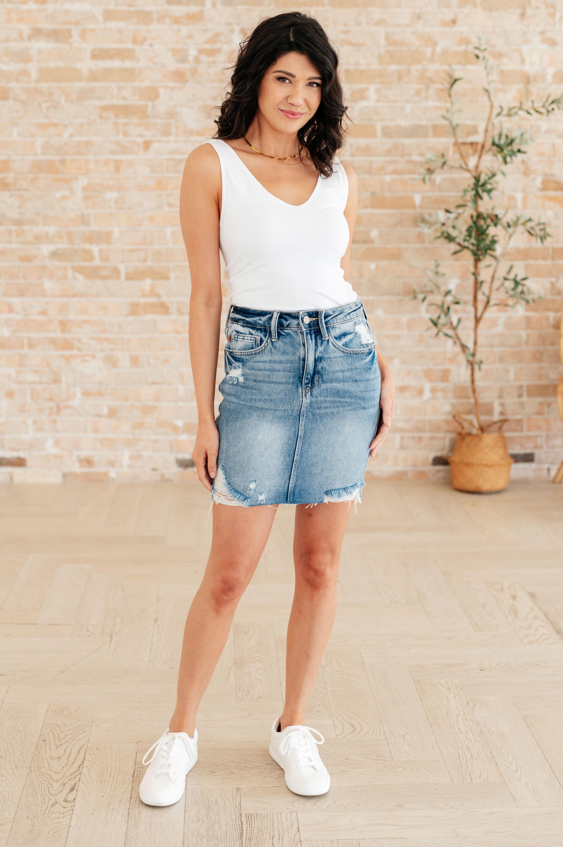 Judy Blue Plus Size High Rise Denim Skirt Denim Skirts