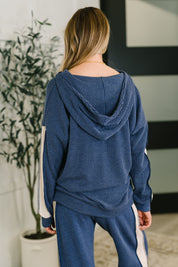 Certified Chiller Contrast Stripe Hoodie in Navy | Womens Daverri Fashions