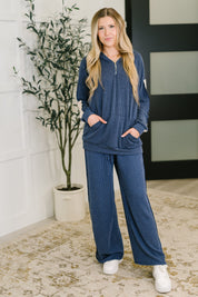 Certified Chiller Contrast Stripe Hoodie in Navy | Womens Daverri Fashions