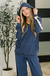 Certified Chiller Contrast Stripe Hoodie in Navy | Womens Daverri Fashions