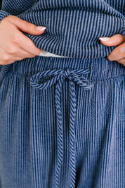 Heimish Contrast Stripe Straight Leg Bottoms Navy | Loungewear Pants Daverri Fashions