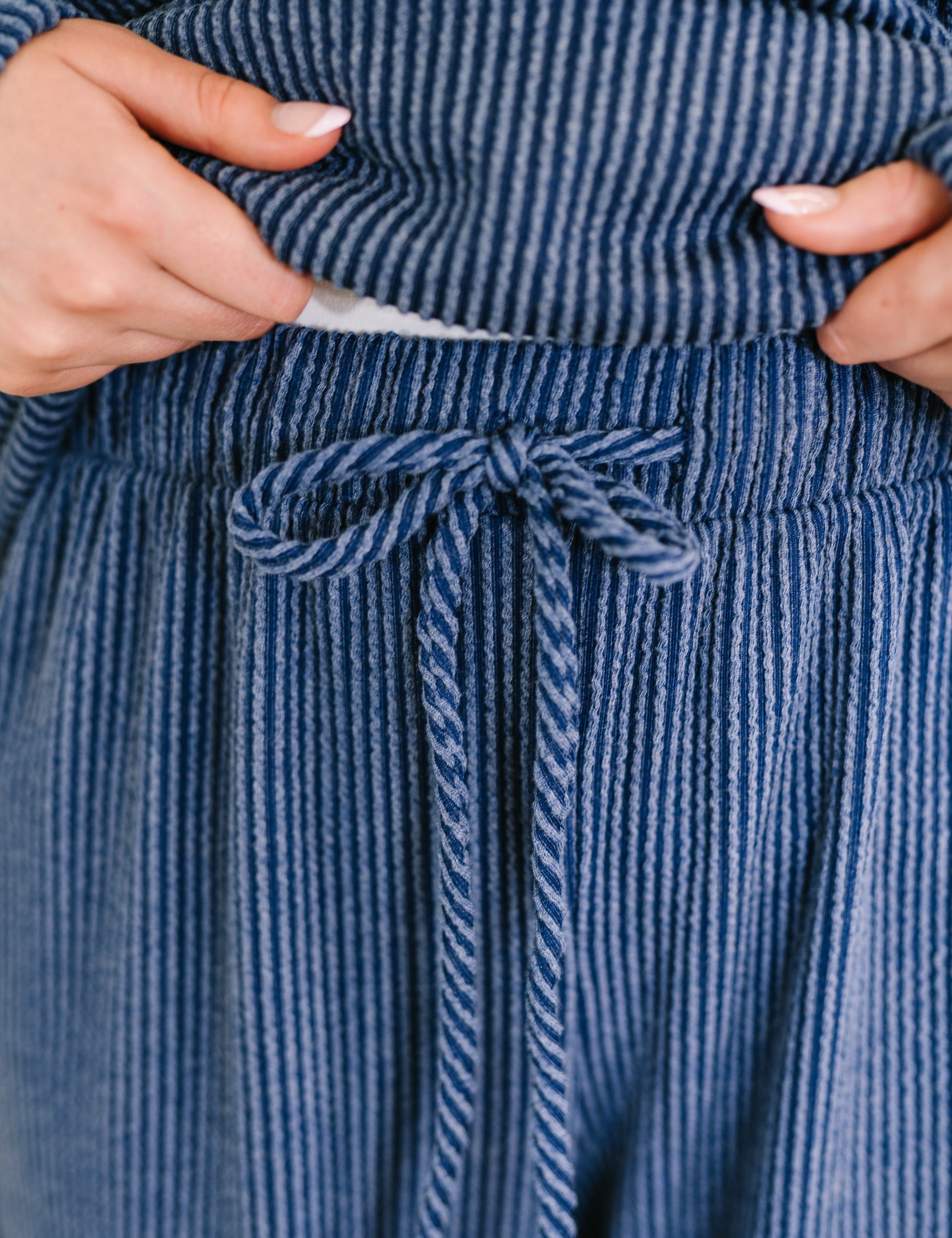 Heimish Contrast Stripe Straight Leg Bottoms Navy | Loungewear Pants Daverri Fashions
