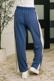 Heimish Contrast Stripe Straight Leg Bottoms Navy | Loungewear Pants Daverri Fashions