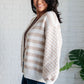 Cozy cream and beige striped Check That Line Cardigan with checkered sleeves