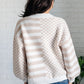 Cozy cream and white striped Check That Line Cardigan with checkered back