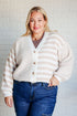 Cozy Check That Line Cardigan in cream beige stripes with v-neck