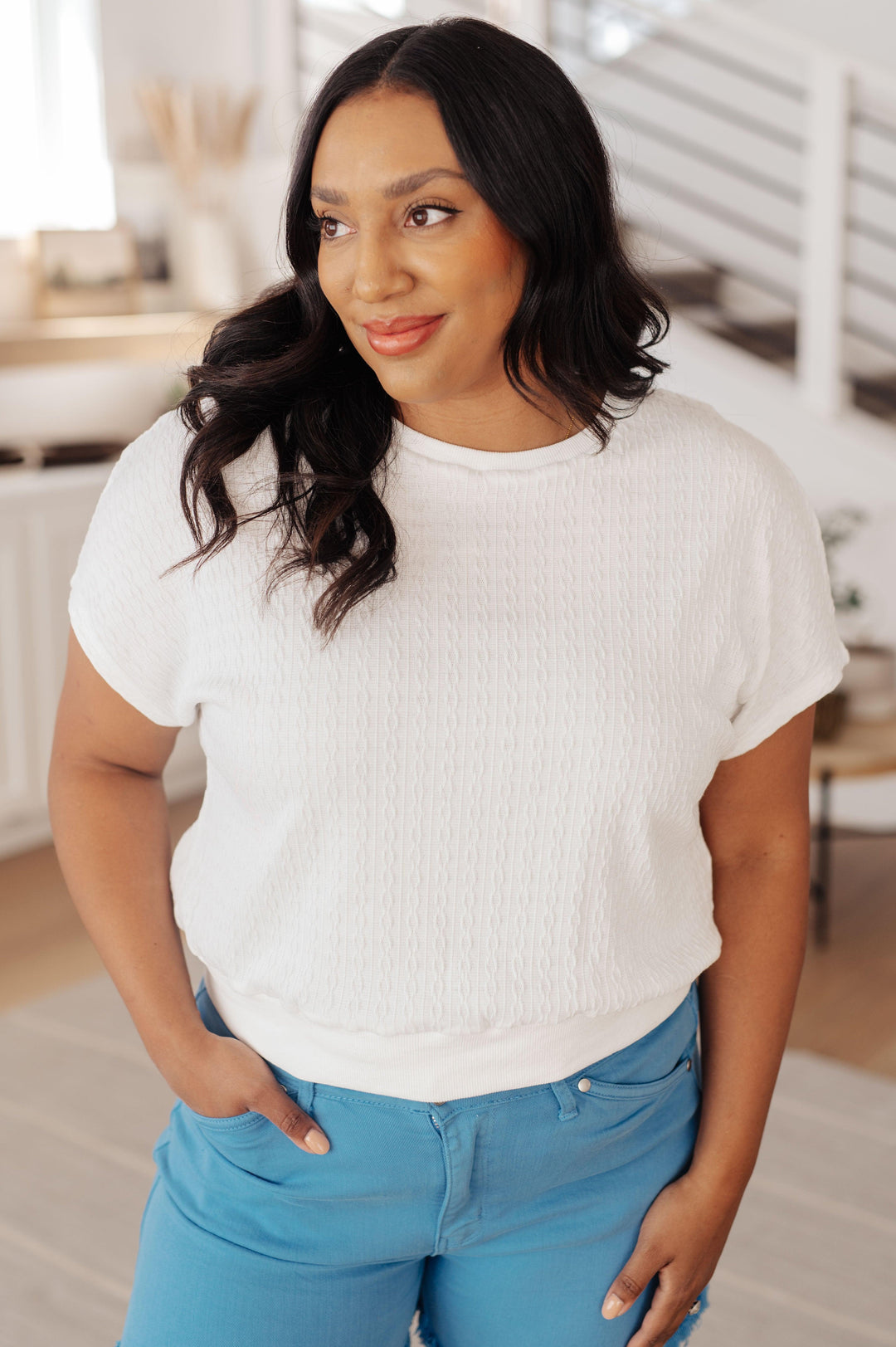 Clearly Classic Short Sleeve Top in White Tops