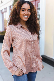 Diva Dreams Neude Animal Print Button Down Lace Shirt Top | Daverri Fashions