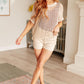 Cream Coastal Dreams Fishnet Top: beige knitted mesh with short sleeves and round neckline