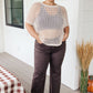 Cream Coastal Dreams Fishnet Top: beige open-knit mesh with short sleeves