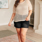 Coastal Dreams Fishnet Top in Cream: beige knitted short-sleeved mesh blouse