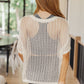 Coastal Dreams Fishnet Top in Cream, open-knit mesh with short sleeves