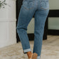 Colette Mid Rise Boyfriend Classic Cuffed blue high-waisted jeans
