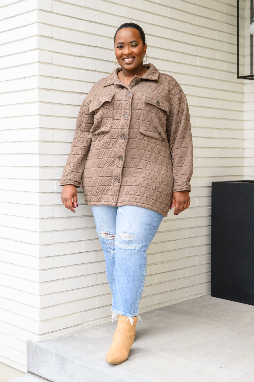 Coming Back Home Mocha Quilted Jacket Tops