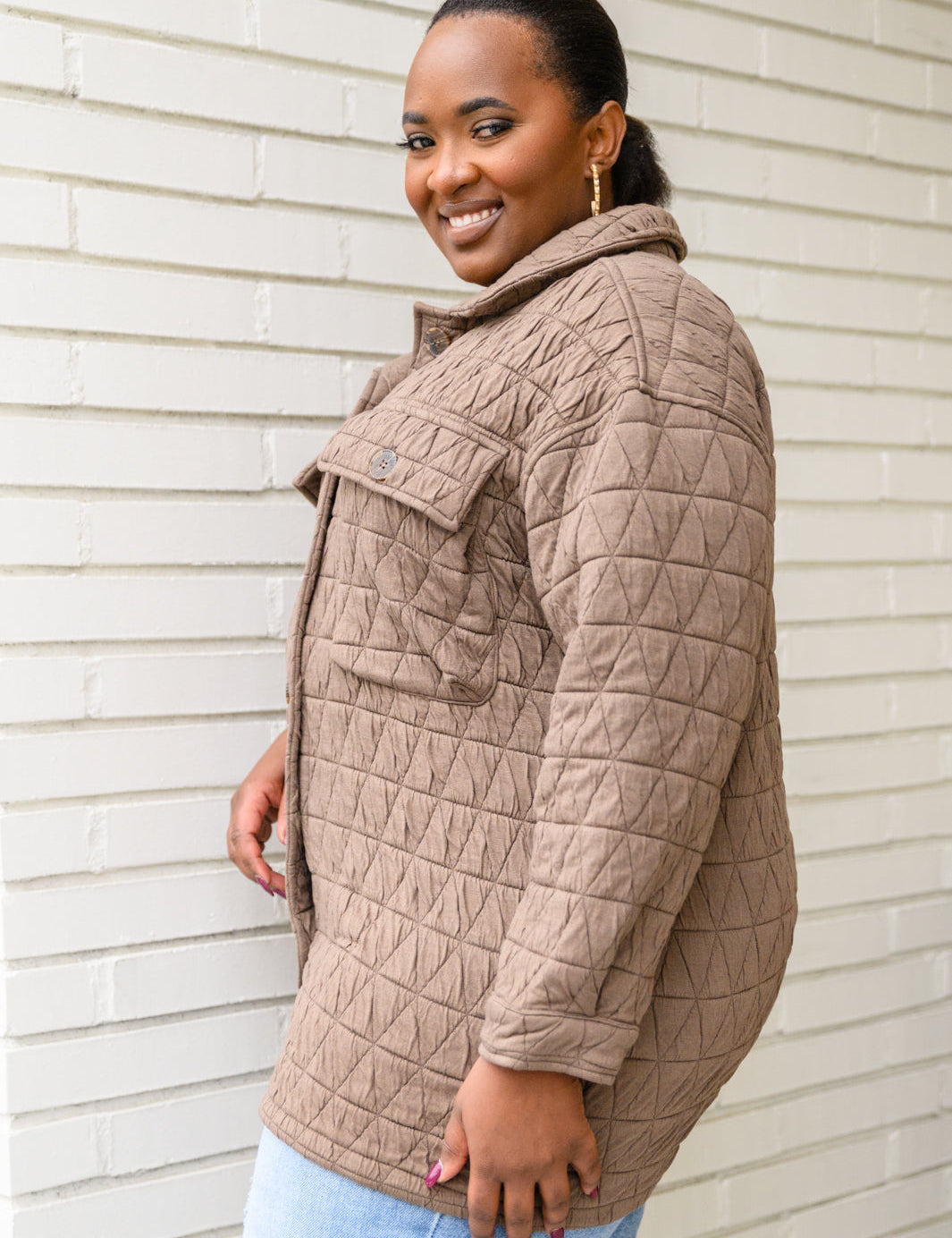 Coming Back Home Mocha Quilted Jacket Tops