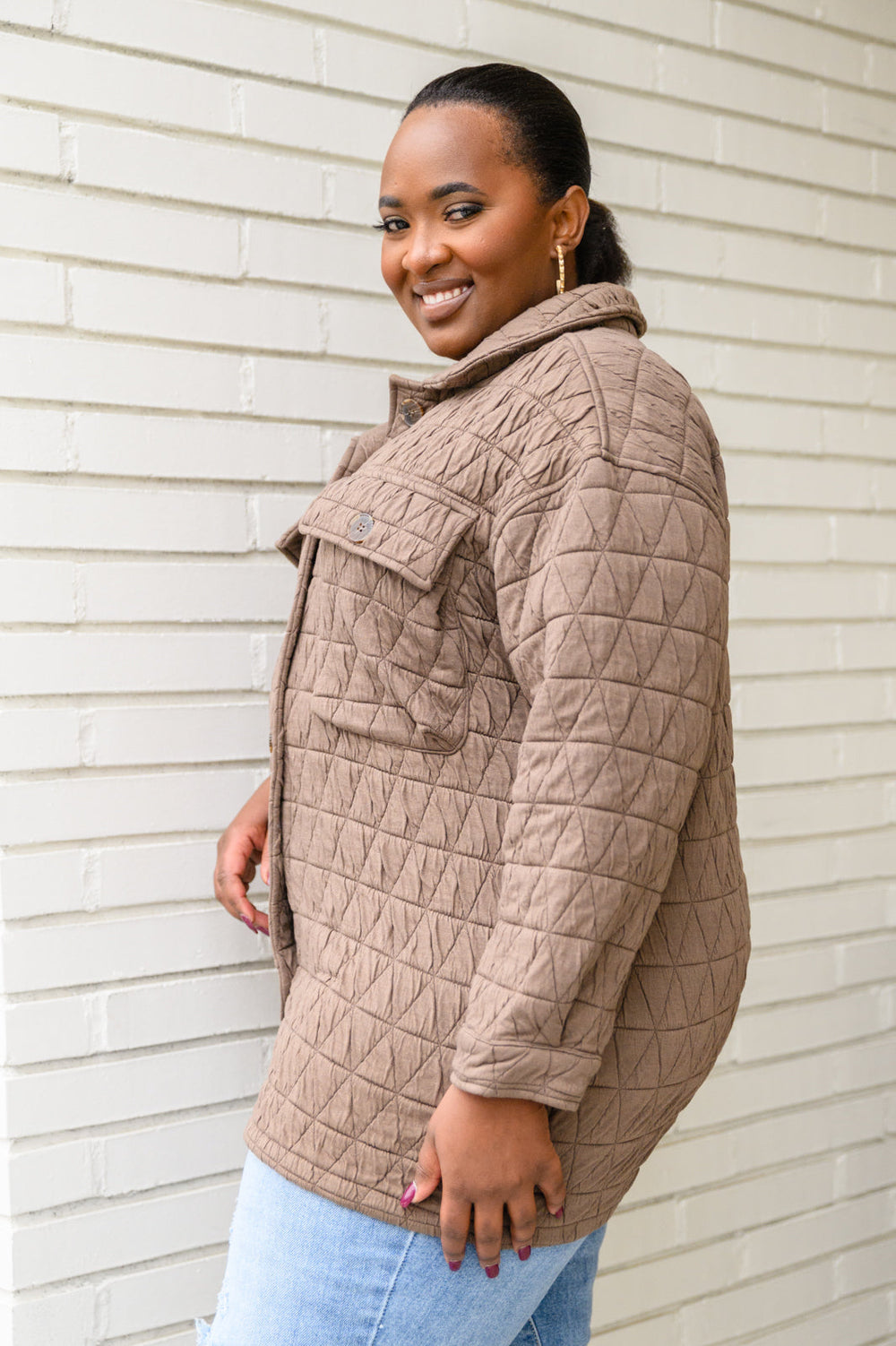 Coming Back Home Mocha Quilted Jacket Tops