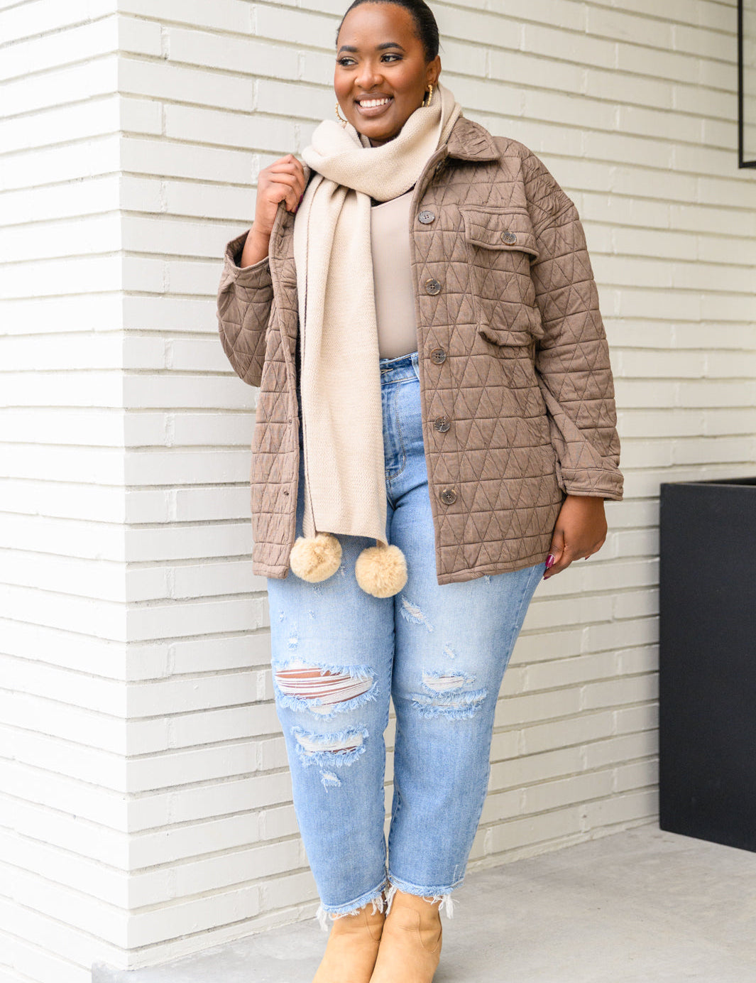 Coming Back Home Mocha Quilted Jacket Tops