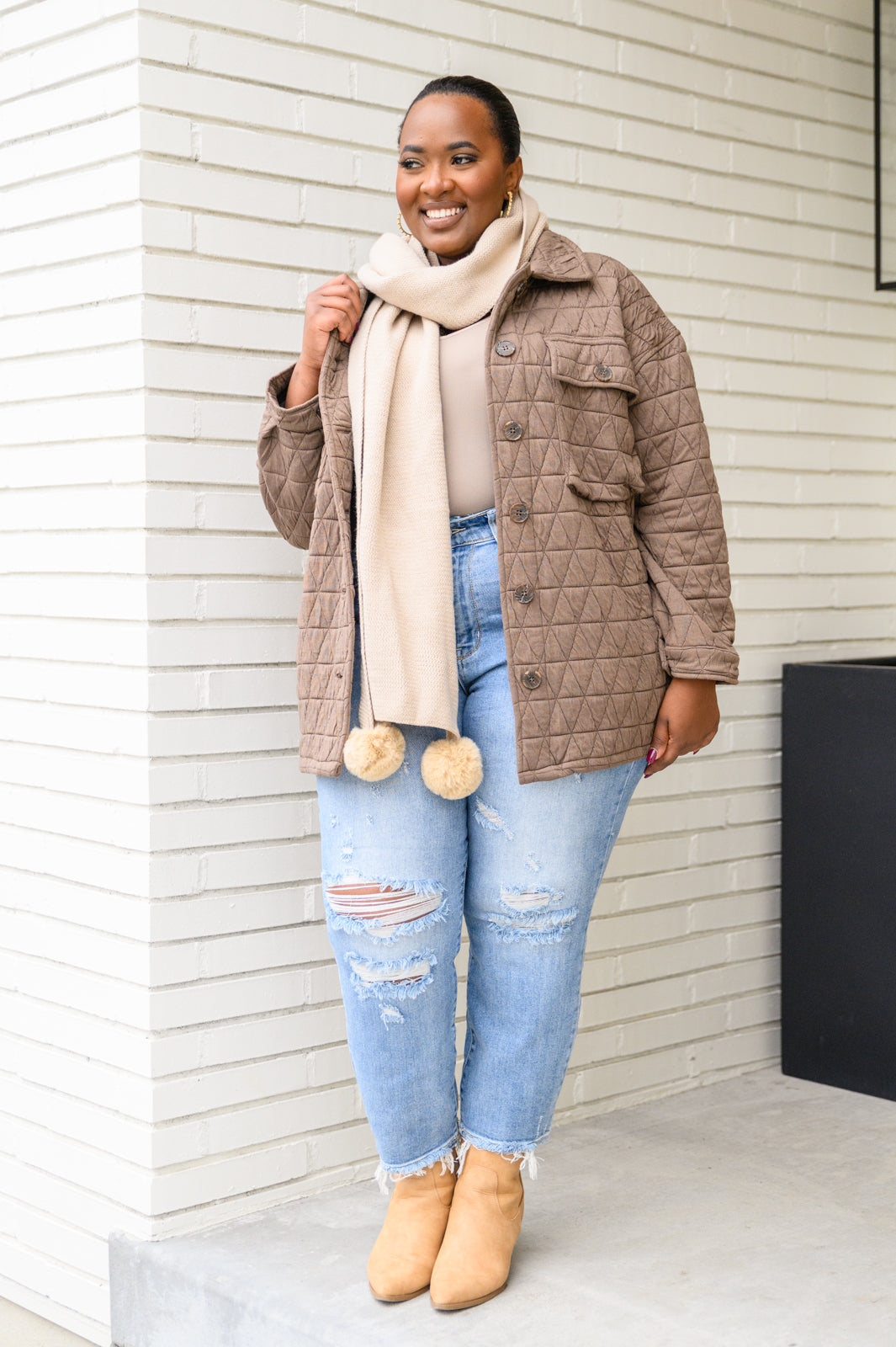 Coming Back Home Mocha Quilted Jacket Tops