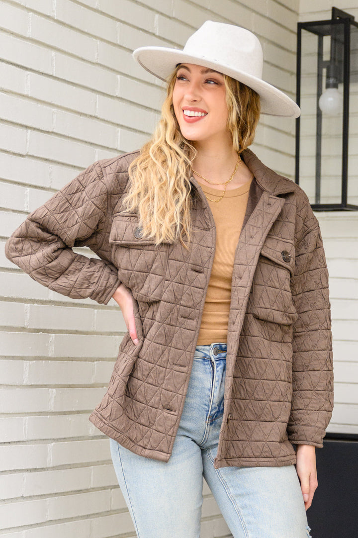 Coming Back Home Mocha Quilted Jacket Tops