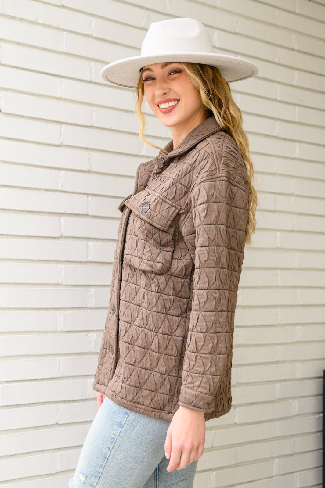 Coming Back Home Mocha Quilted Jacket Tops