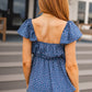 Blue polka dot Connect the Dots Peplum Blouse with ruffled sleeves