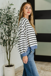 Cute in Comfort Crew Neck Pullover in White, Black and Denim | Womens Daverri Fashions