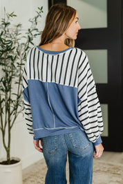 Cute in Comfort Crew Neck Pullover in White, Black and Denim | Womens Daverri Fashions