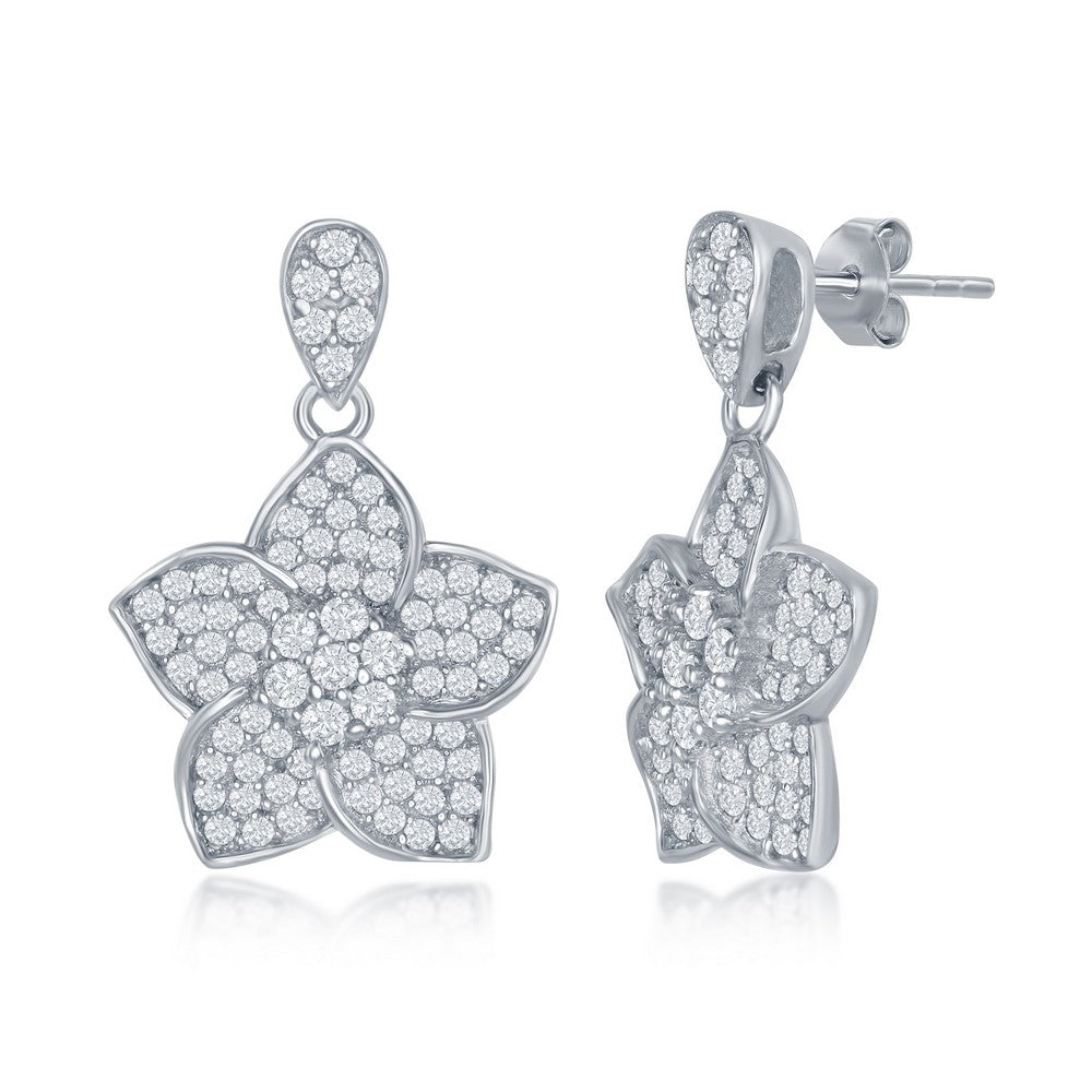 Sterling Silver CZ Daffodil Earrings Earrings