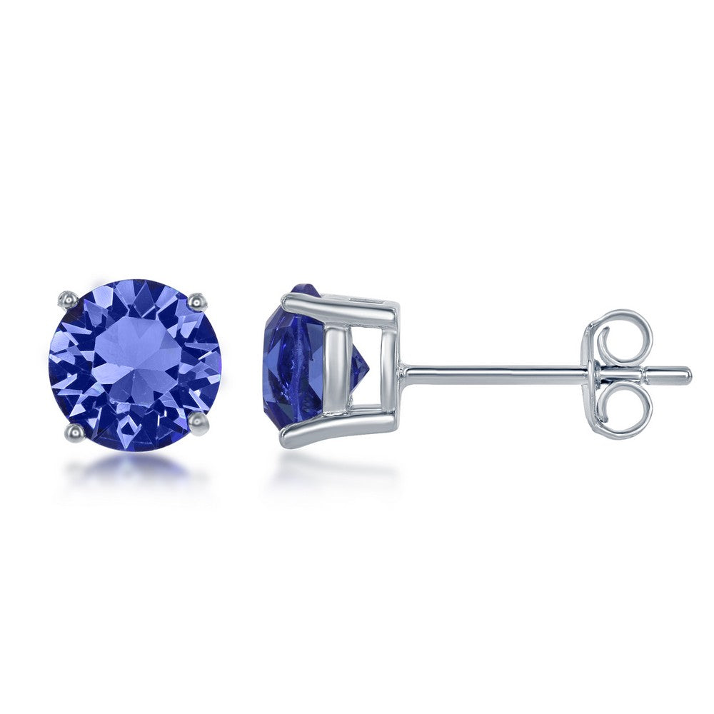 Sterling Silver September Sapphire Crystal Stud Earrings Earrings