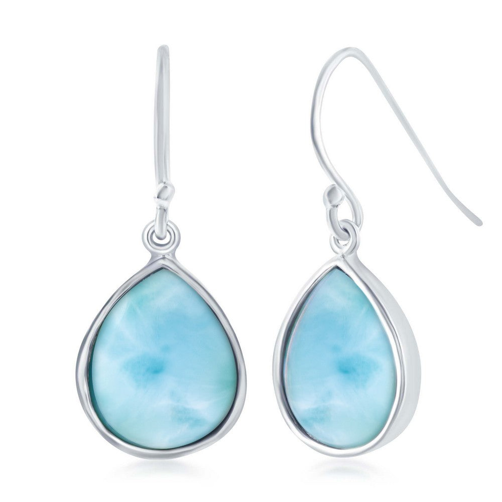 Sterling Silver Teardrop Larimar Earrings Earrings