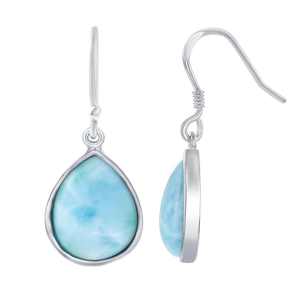 Sterling Silver Teardrop Larimar Earrings Earrings