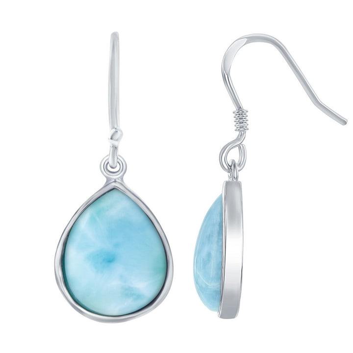 Sterling Silver Teardrop Larimar Earrings Earrings