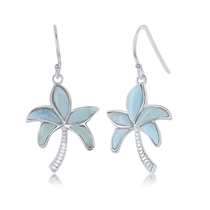 Sterling Silver, Larimar Palm Tree Earrings Earrings