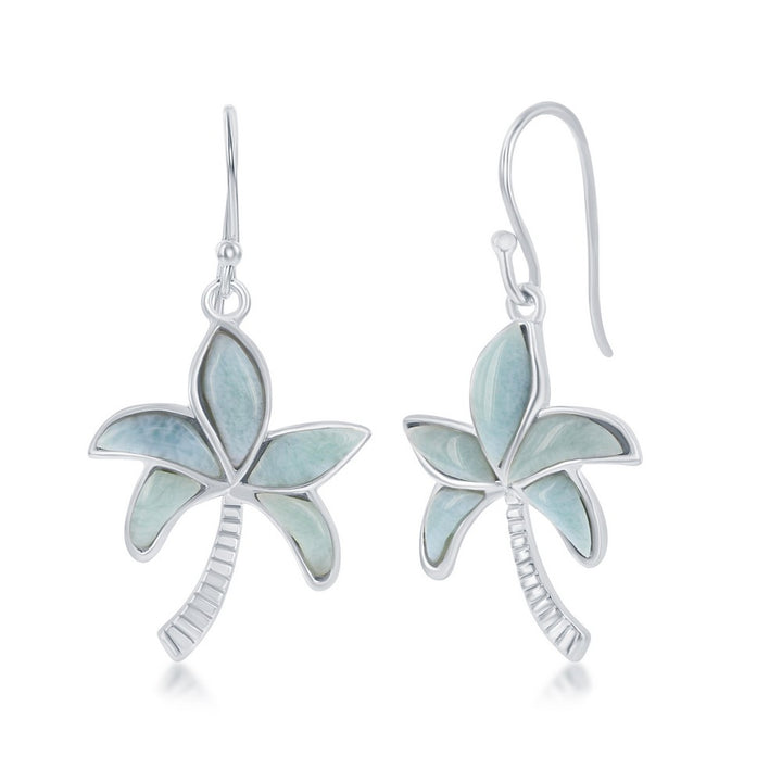 Sterling Silver, Larimar Palm Tree Earrings Earrings