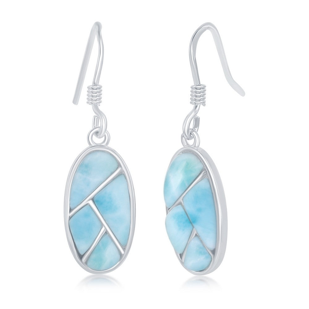 Sterling Silver Oval Multi-Shaped Larimar Earrings Earrings