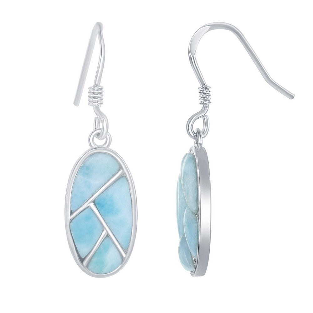 Sterling Silver Oval Multi-Shaped Larimar Earrings Earrings