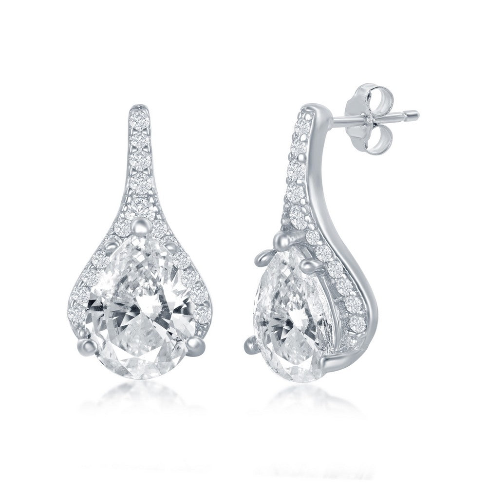 Sterling Silver Pearshaped CZ Stud Earrings Earrings