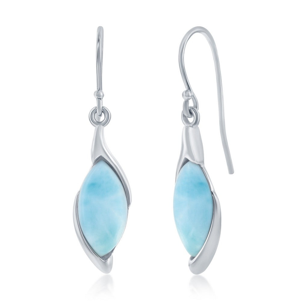 Sterling Silver Marquise Larimar Earrings Earrings