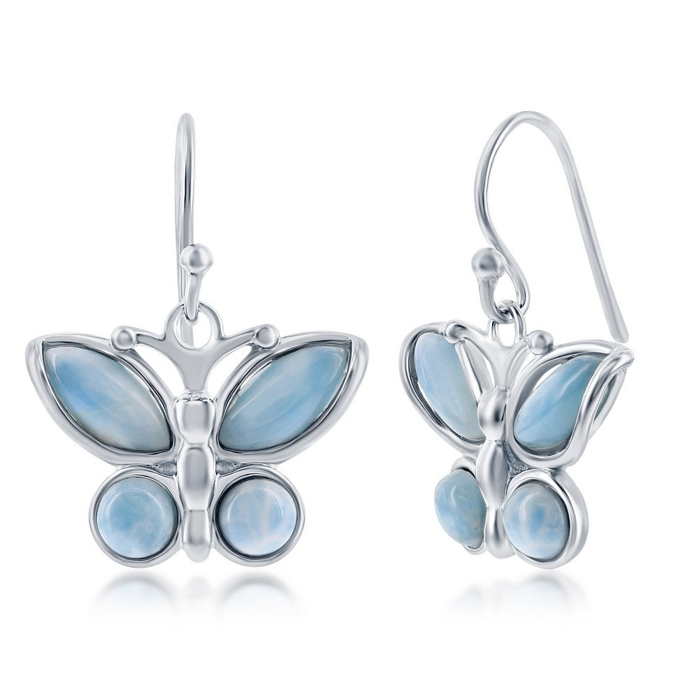 Sterling Silver Larimar Butterfly Earrings Earrings