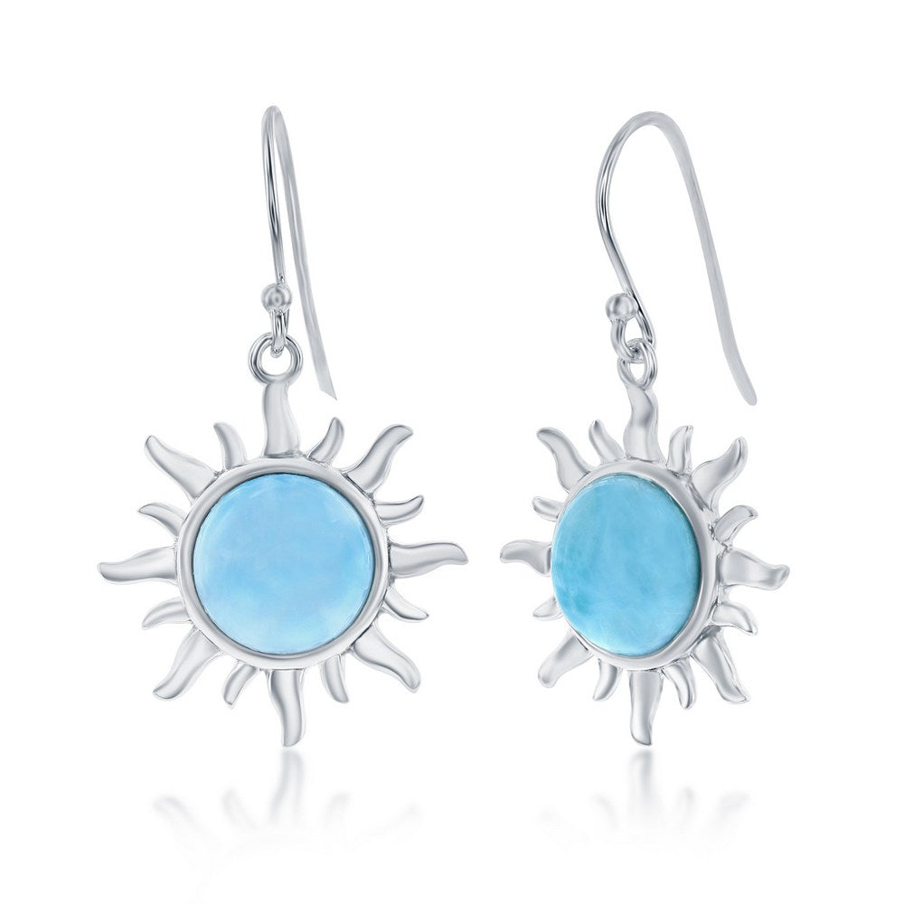 Sterling Silver Larimar Sun Earrings Earrings