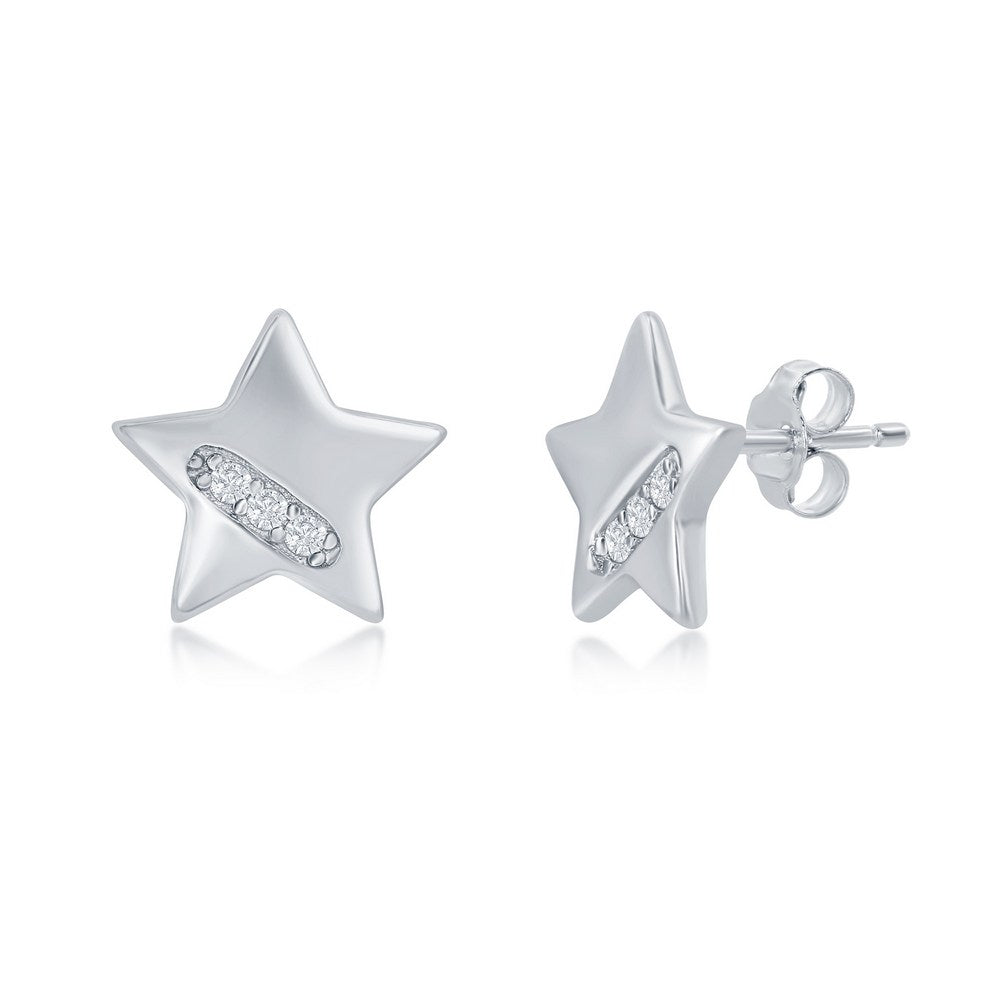 Sterling Silver Star CZ Earrings Earrings