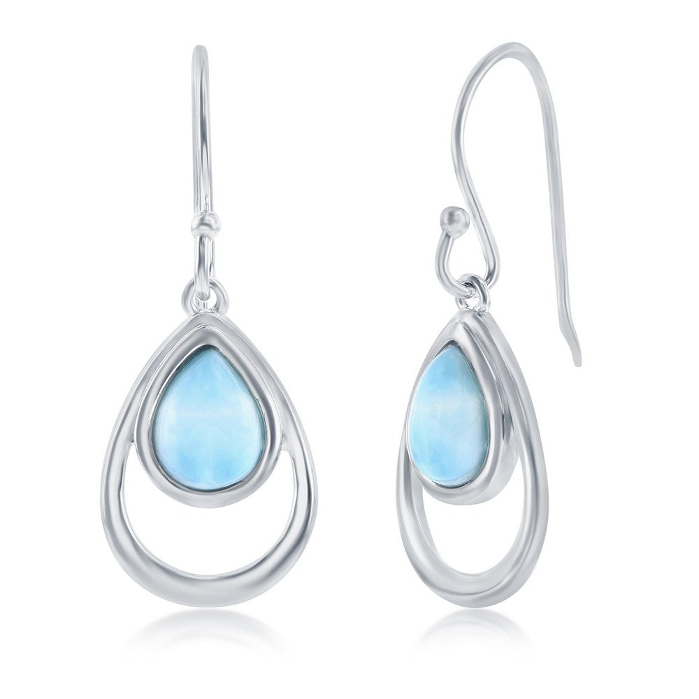 Sterling Silver Pearshaped Larimar Earrings Earrings