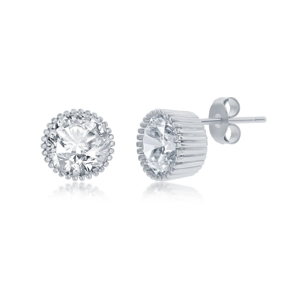 Sterling Silver 9mm Round Cupcake-Set Stud Earrings Earrings